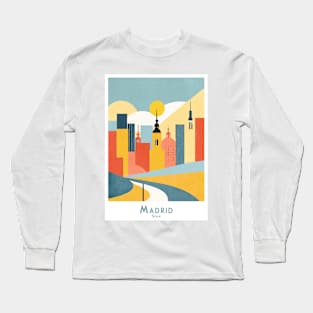 Spain Abstract Madrid Skyline Long Sleeve T-Shirt